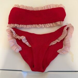 Hunza G Tracey Red Ruffle Bikini
